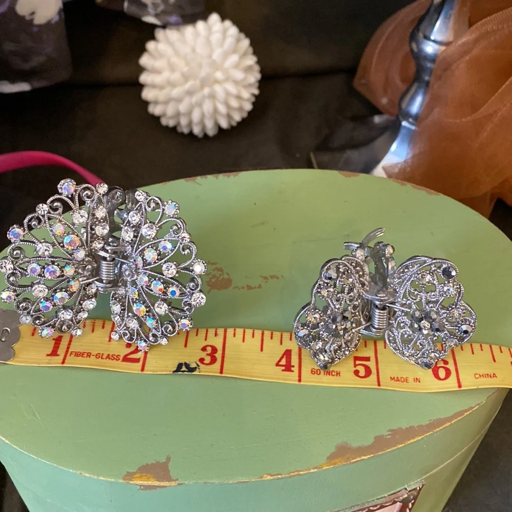 #183 Beautiful butterfly, jeweled, hair clips prices for one two available - Picture 12 of 13